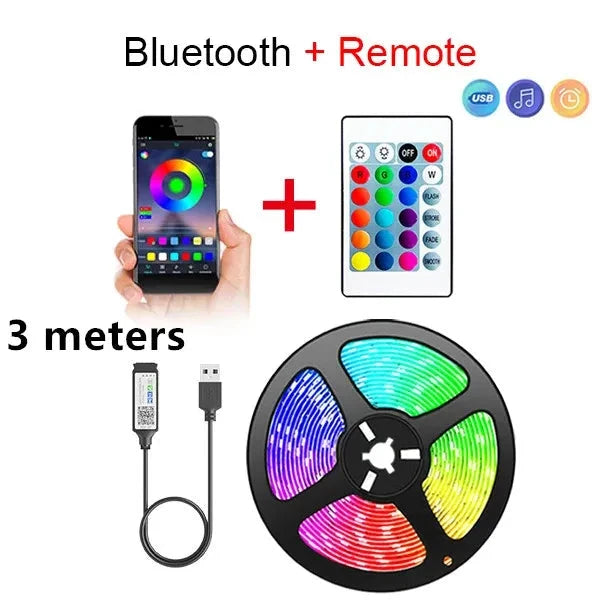 Bluetooth LED Strip Lights Smart SMD 5050 APP Remote Control Flexible Ribbon Diode Lamp Tape TV Backlights Game Room Home Decor 