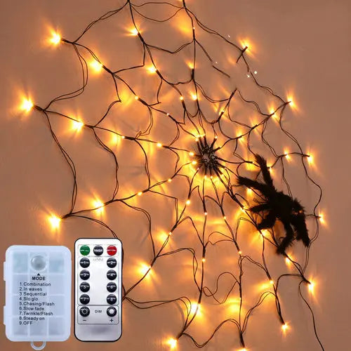 Halloween Led Spider Web String Light 5v Remote Control 