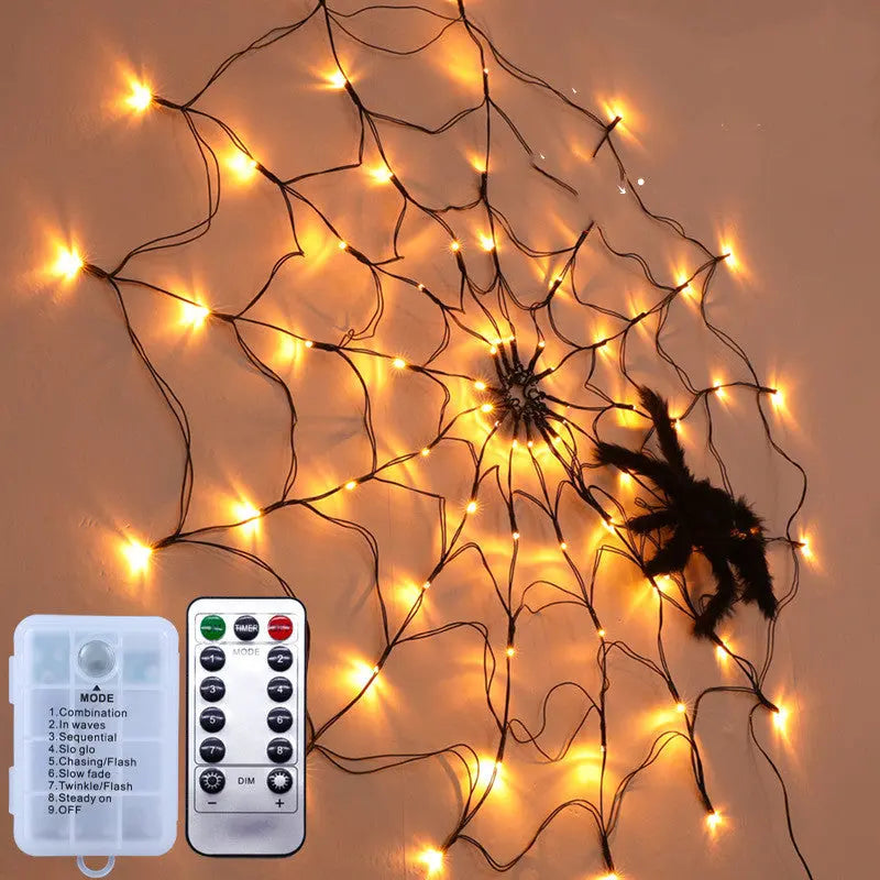 Halloween Led Spider Web String Light 5v Remote Control 