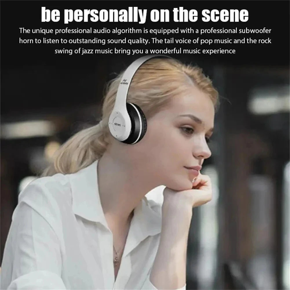 Foldable P47 Wireless Bluetooth 50 Headphones HIFI Stereo Bass Earphones for Music Gaming Kids Girls Smartphone Audio Device - 