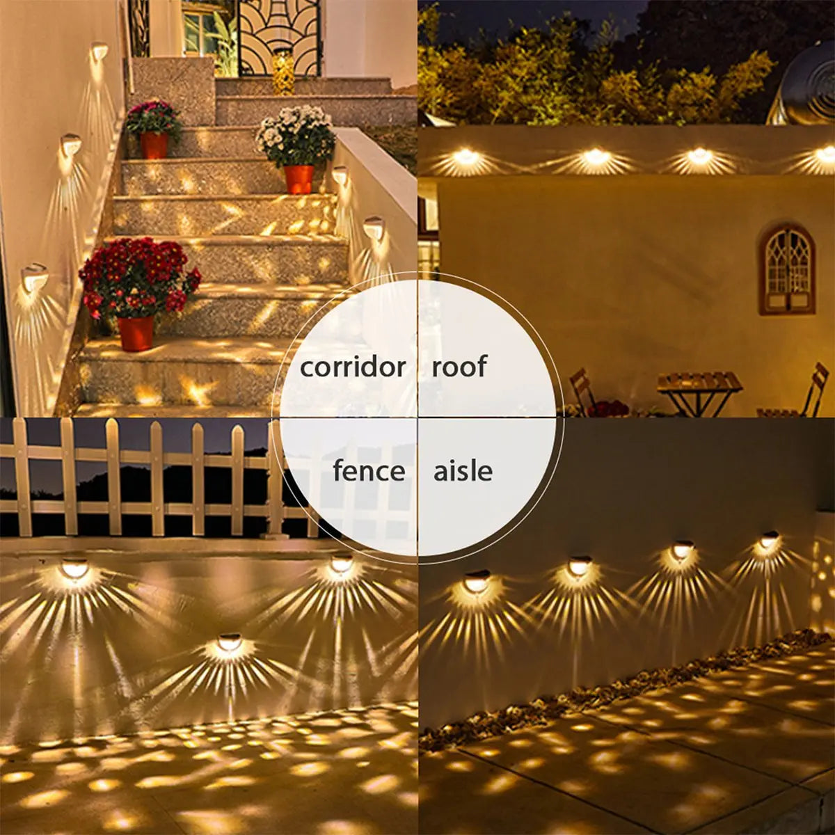 2 PCS Solar Semicircle Walls Light Outdoor Waterproof Sensor Wall Lamp 