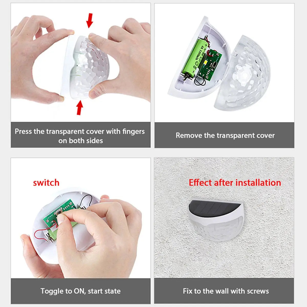 2 PCS Solar Semicircle Walls Light Outdoor Waterproof Sensor Wall Lamp 