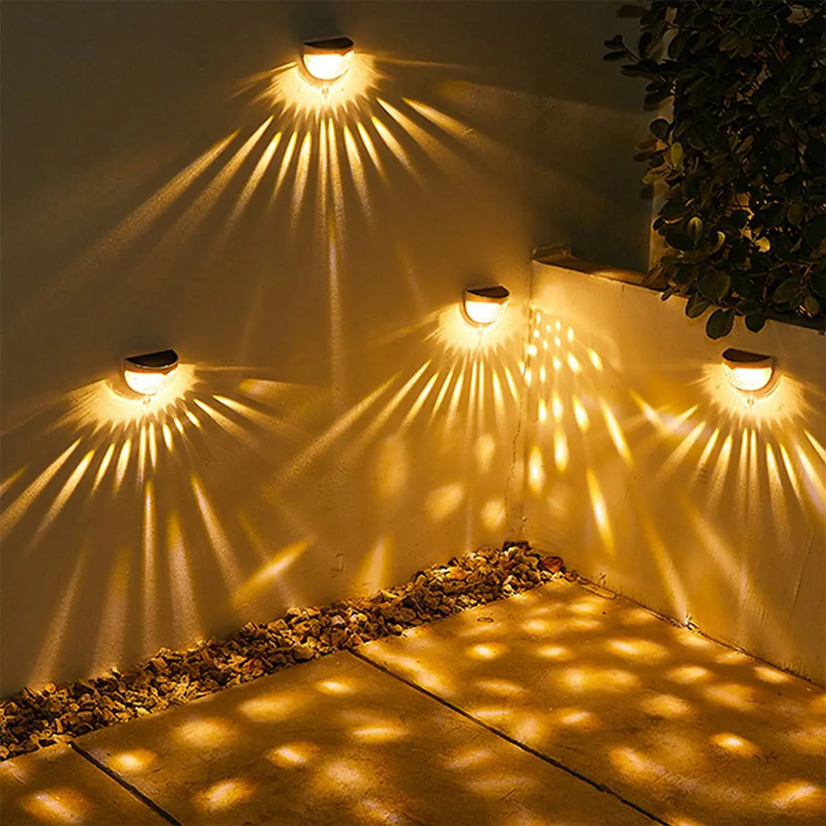 2 PCS Solar Semicircle Walls Light Outdoor Waterproof Sensor Wall Lamp 