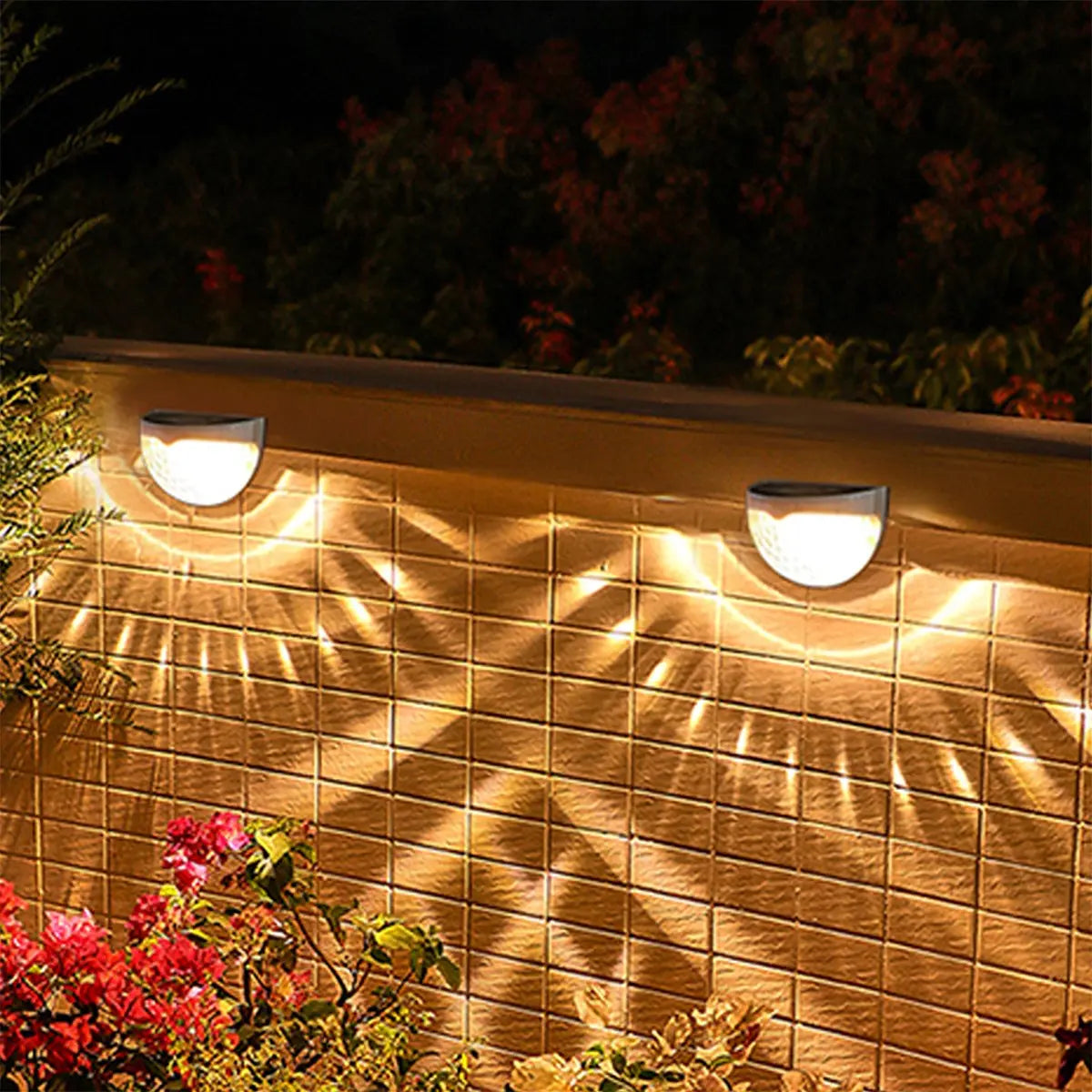 2 PCS Solar Semicircle Walls Light Outdoor Waterproof Sensor Wall Lamp 
