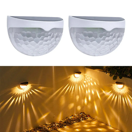 2 PCS Solar Semicircle Walls Light Outdoor Waterproof Sensor Wall Lamp 