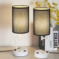 Table Lamp with 3 USB Charging Ports, Modern Desk Lamp with AC Outlet 