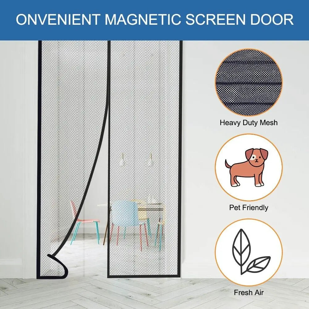 Magnetic Screen Door Mesh Curtain Durable Heavy Duty Mosquito Net Bug Puce Gaia