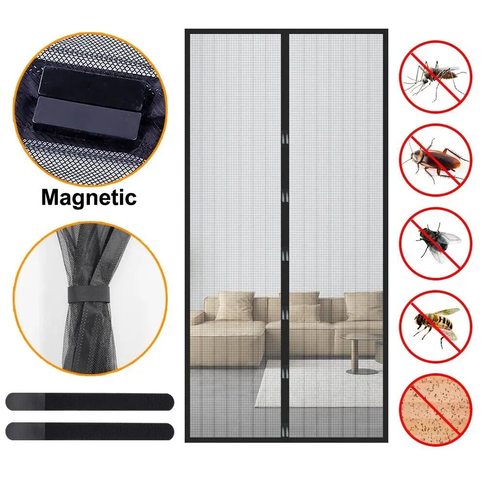 Magnetic Screen Door Mesh Curtain Durable Heavy Duty Mosquito Net Bug Puce Gaia
