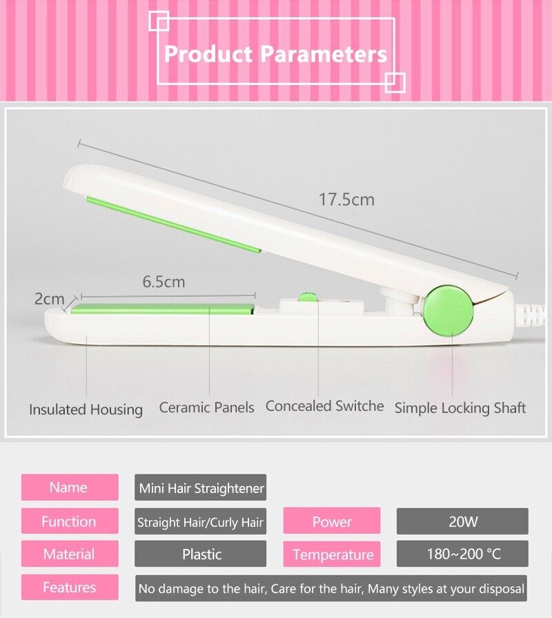 Mini Portable Hair Iron Hair Straightener Curler Professional Hair 