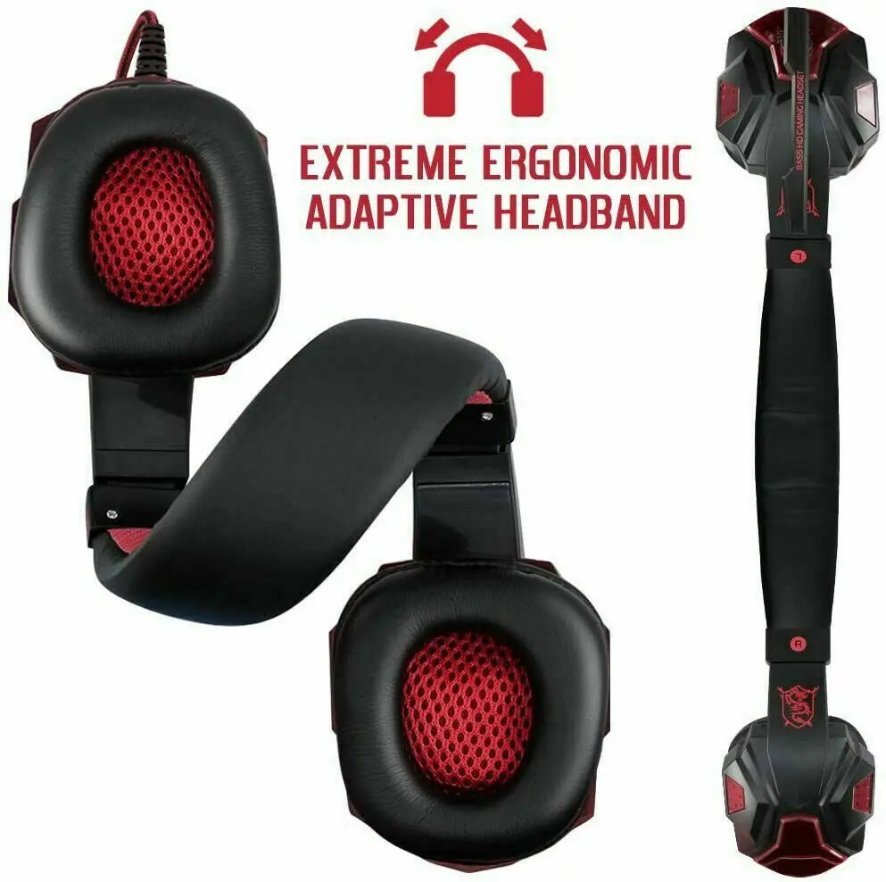 3.5mm Gaming Headset Mic LED Headphones Stereo Bass Surround For PC 