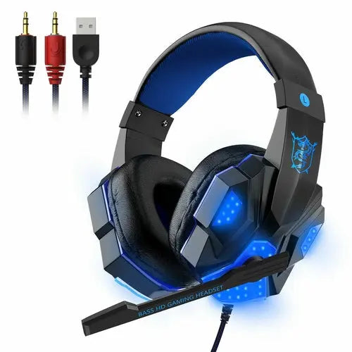 3.5mm Gaming Headset Mic LED Headphones Stereo Bass Surround For PC 