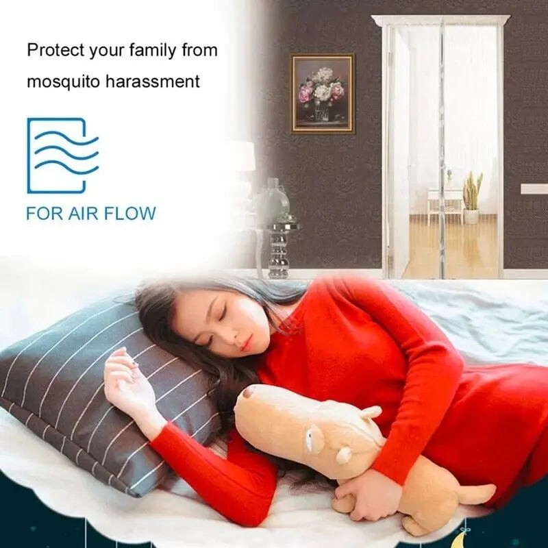 Magnetic Screen Door Mesh Curtain Durable Heavy Duty Mosquito Net Bug Puce Gaia