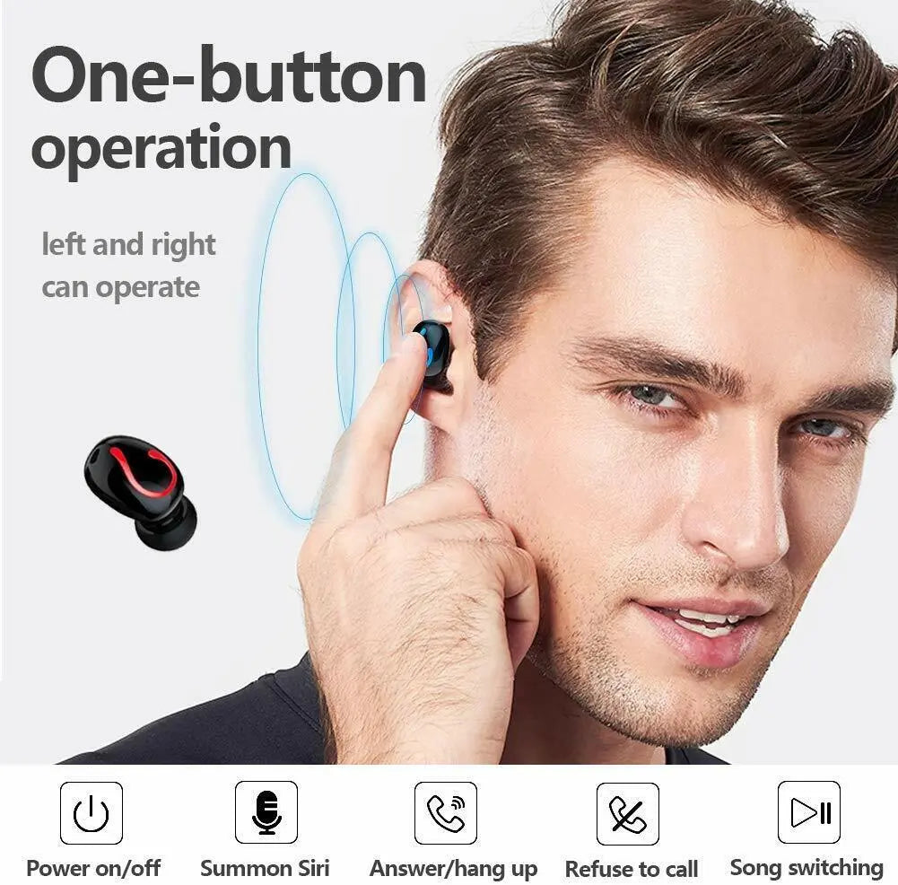 Bluetooth 5.1 Headset TWS Wireless Earphones Mini Earbuds Stereo Puce Gaia