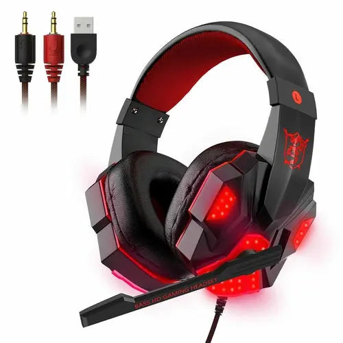 3.5mm Gaming Headset Mic LED Headphones Stereo Bass Surround For PC 