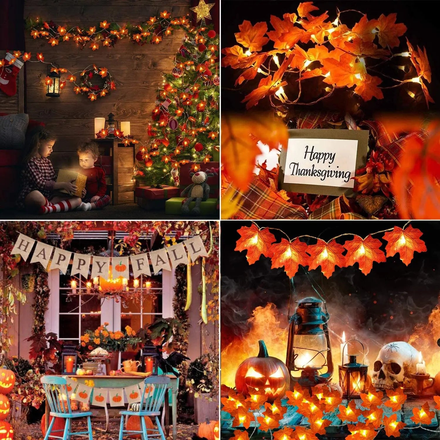 10Ft Maple Leaf String Lights Thanksgiving Christmas Decorations 