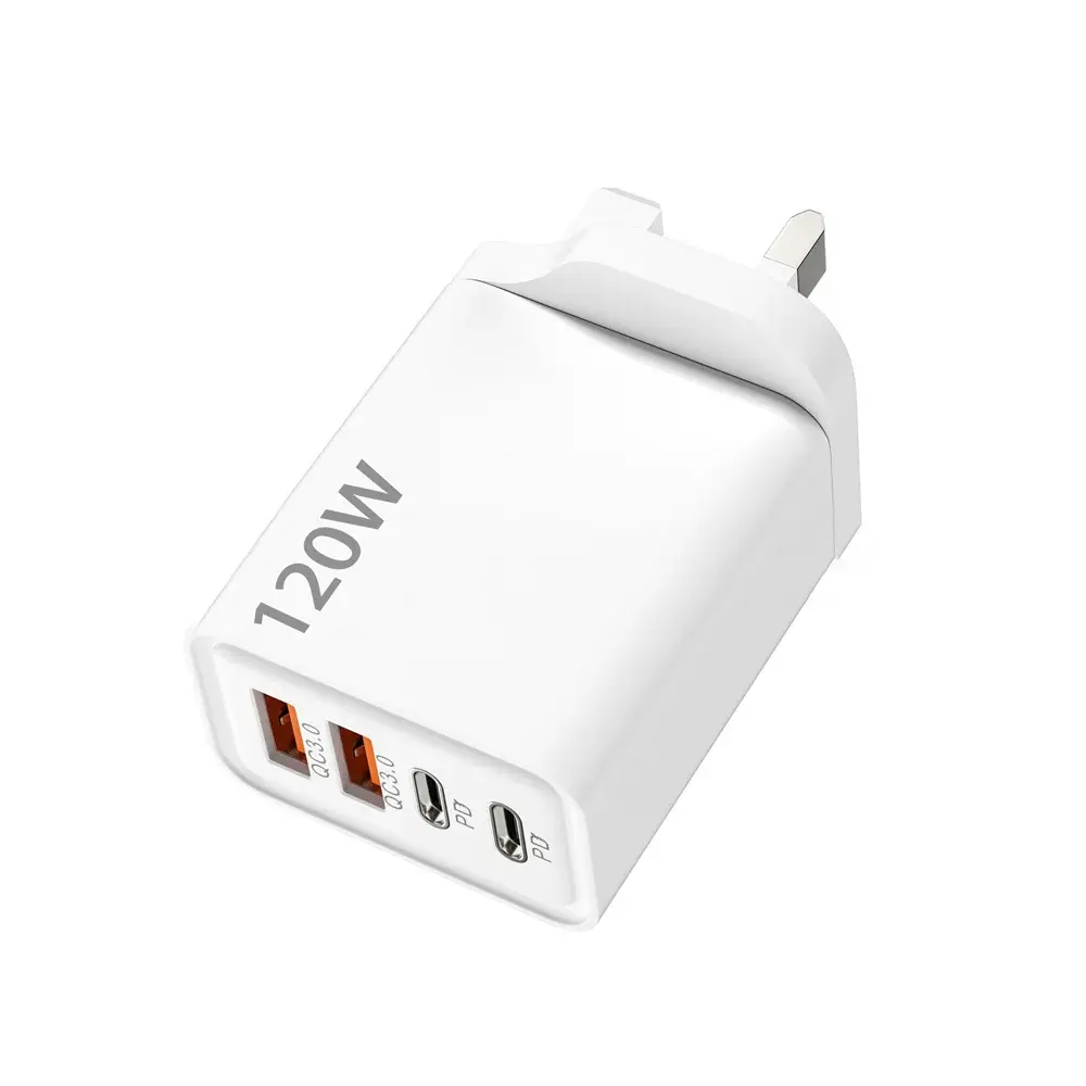 4 Port USB Charger Total 120W Type C Fast Charge Mobile Phone Adapter For iPhone Samsung Xiaomi Huawei Quick Charge Wall Charger No BrandLK