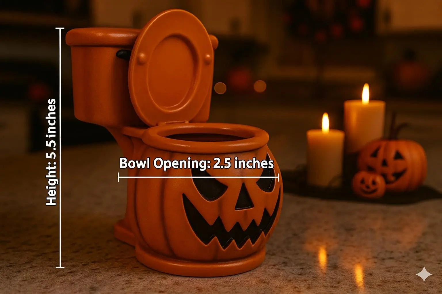 Halloween Toilet Bowl Pumpkin Candy Dish – Airbrushed Resin 