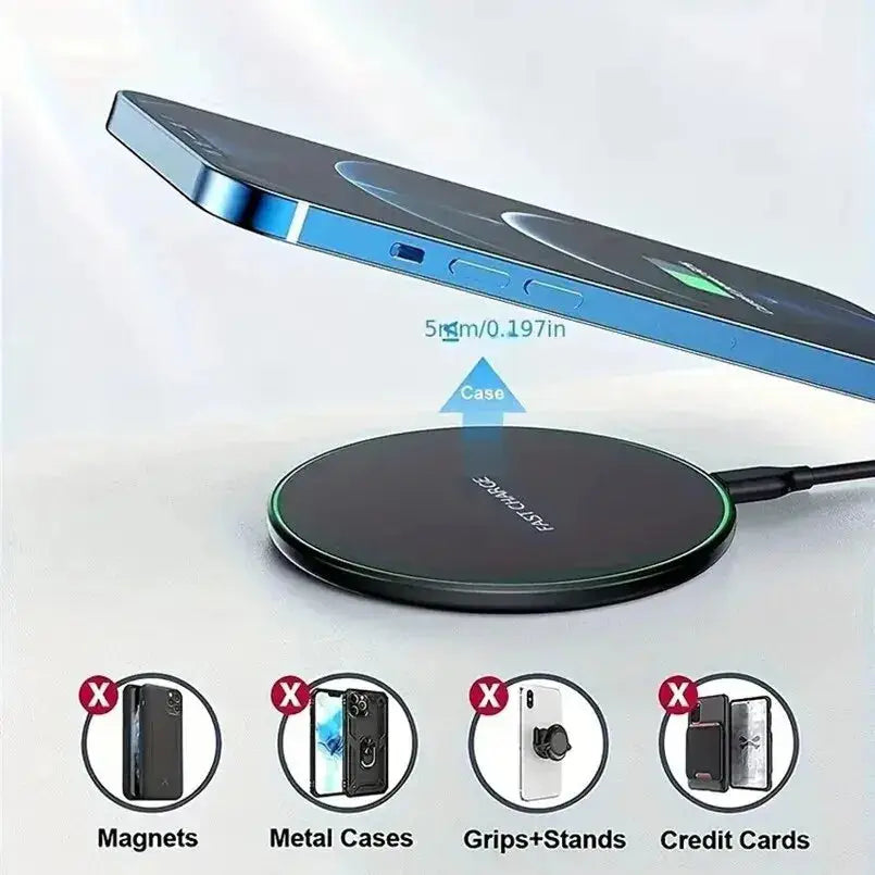 30W Wireless Charger For iPhone 15 14 13 12 X Pro Max Induction Fast Charging Pad Dock Station For Samsung S23 S22 Xiaomi Huawei No BrandLK