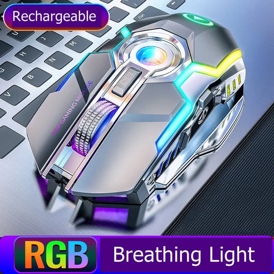 Color Wireless Gaming RGB Rechargeable Mute Button Mouse 