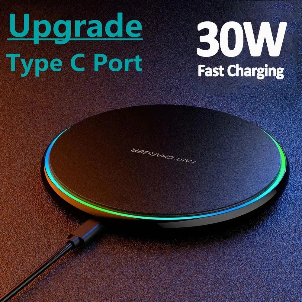 30W Wireless Charger For iPhone 15 14 13 12 X Pro Max Induction Fast Charging Pad Dock Station For Samsung S23 S22 Xiaomi Huawei No BrandLK