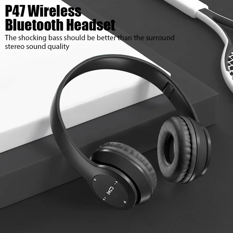 Foldable P47 Wireless Bluetooth 50 Headphones HIFI Stereo Bass Earphones for Music Gaming Kids Girls Smartphone Audio Device - 