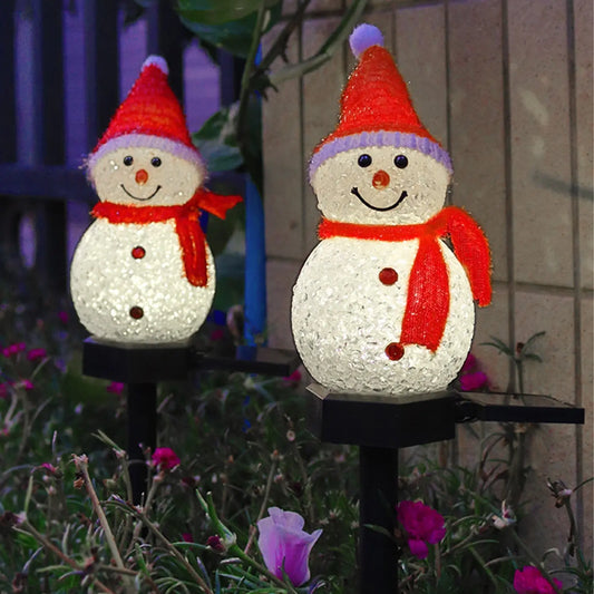 Solar Outdoor Decor Light Christmas Snowman Decoration Stake light 