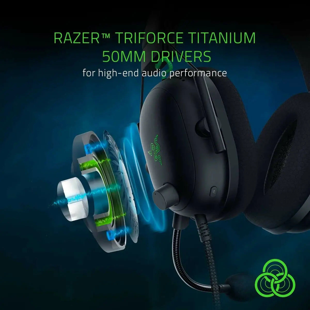 Headphones Razer BlackShark V2 Black Black/Green 