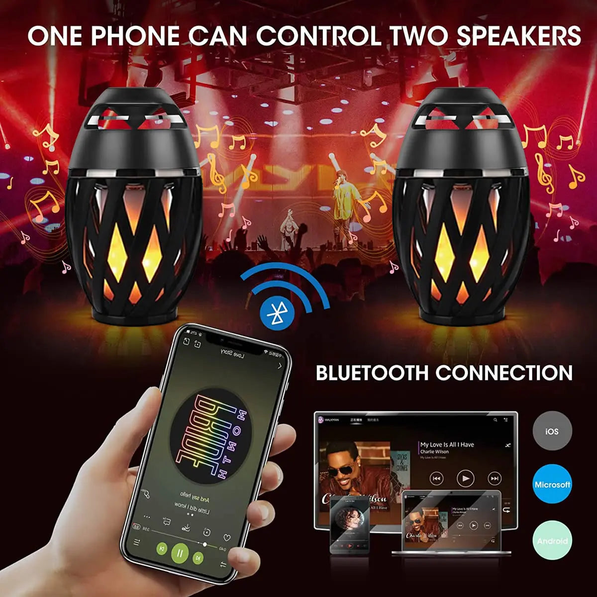 Tiki Tiki To To Outdoor LED Torch With Bluetooth Speaker 