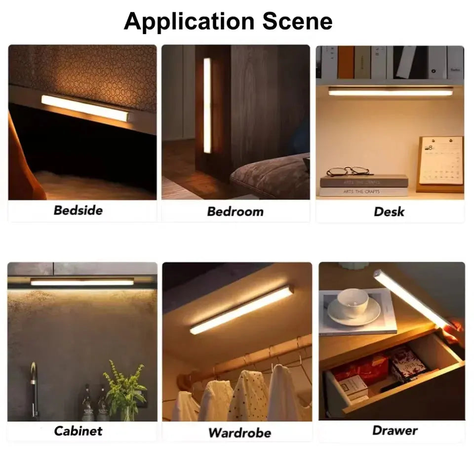 Cabinet Light USB Rechargeable Motion Sensor LED Bar Light Induction Night Light Portable Kitchen Bedside Wardrobe Closet Aisle No BrandLK