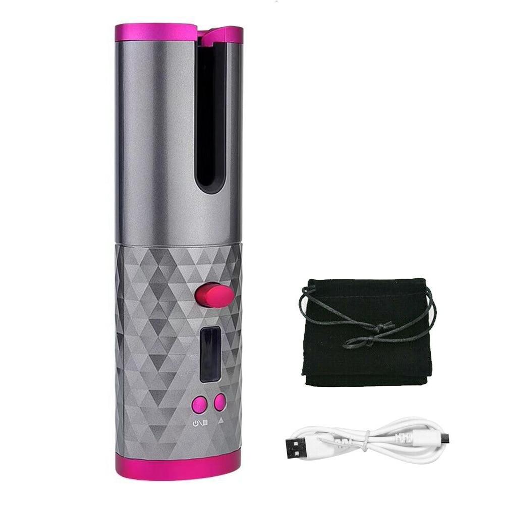 Cordless Curling Iron Automatic Rotating Portable Hair Curler USB 