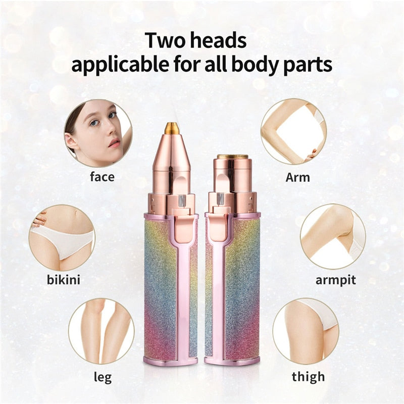 2 In 1 Electric Eyebrow Trimmer Female Women Epilator Eye Brow Lip 