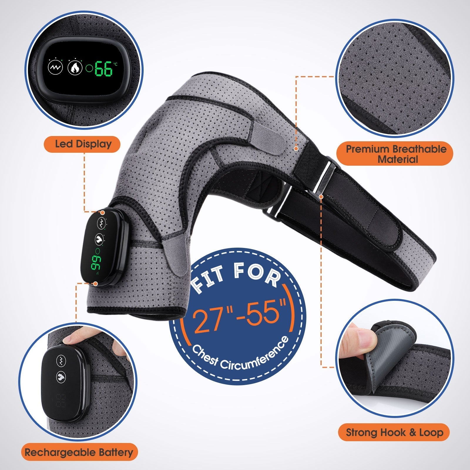 Heating Massage Shoulder Brace Support Arthritis Injury 
