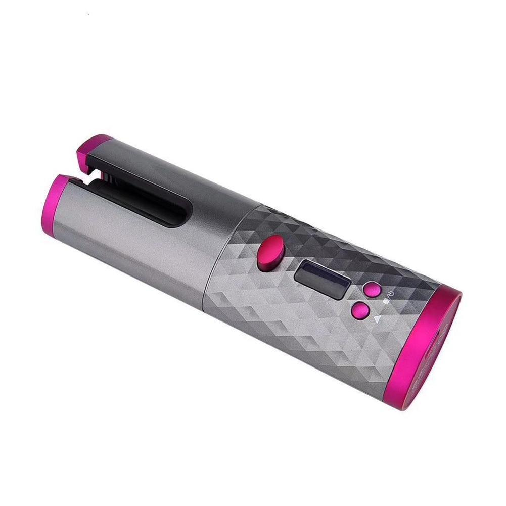 Cordless Curling Iron Automatic Rotating Portable Hair Curler USB 
