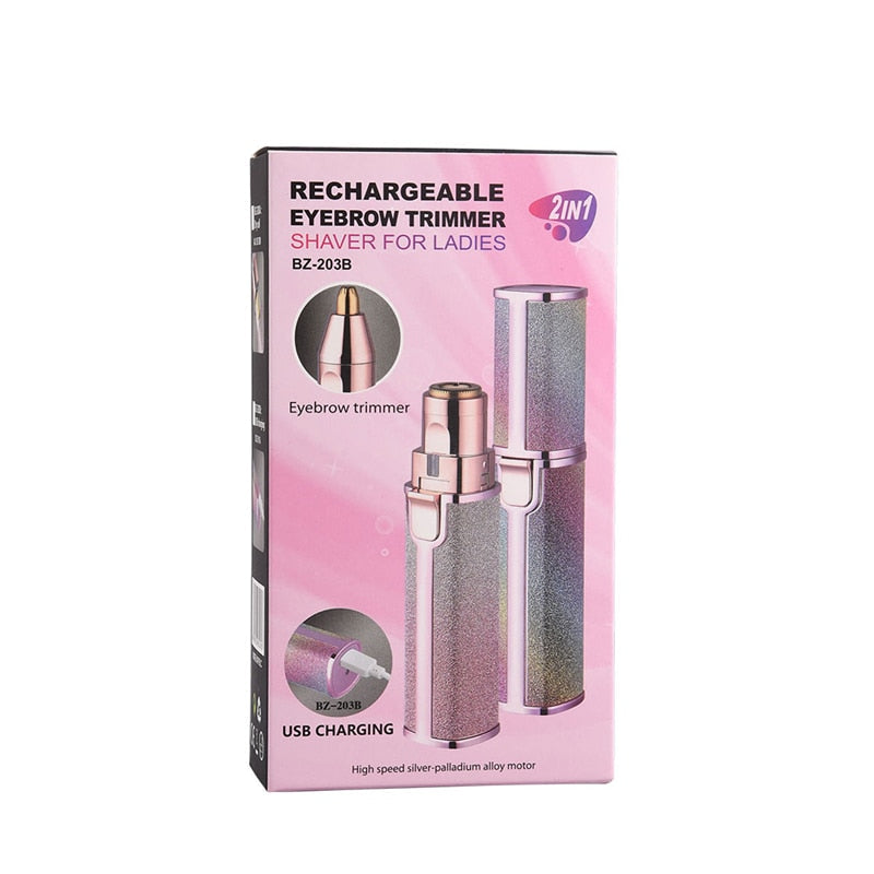2 In 1 Electric Eyebrow Trimmer Female Women Epilator Eye Brow Lip 