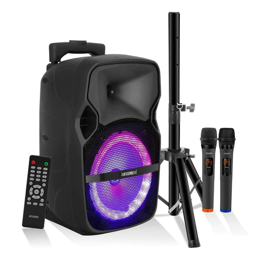 5Core 8 inch PA Portable Bluetooth Party Speaker Karaoke Boombox + 2 