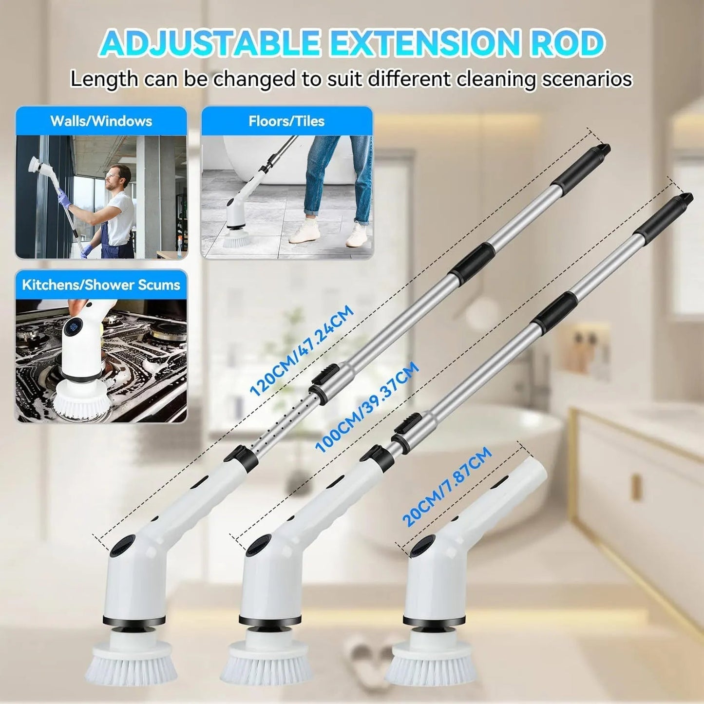 9 in 1 Electric Cleaning Brush LCD Digital Display Multi-Purpose 