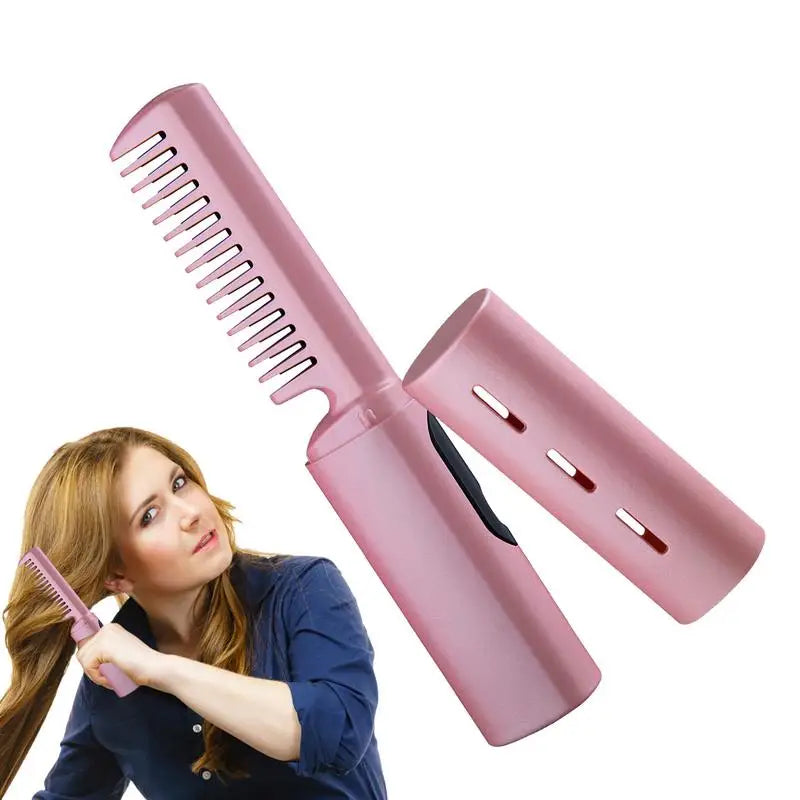 Curly Hair Straightener Iron Comb Cordless USB Charging Mini Hair 
