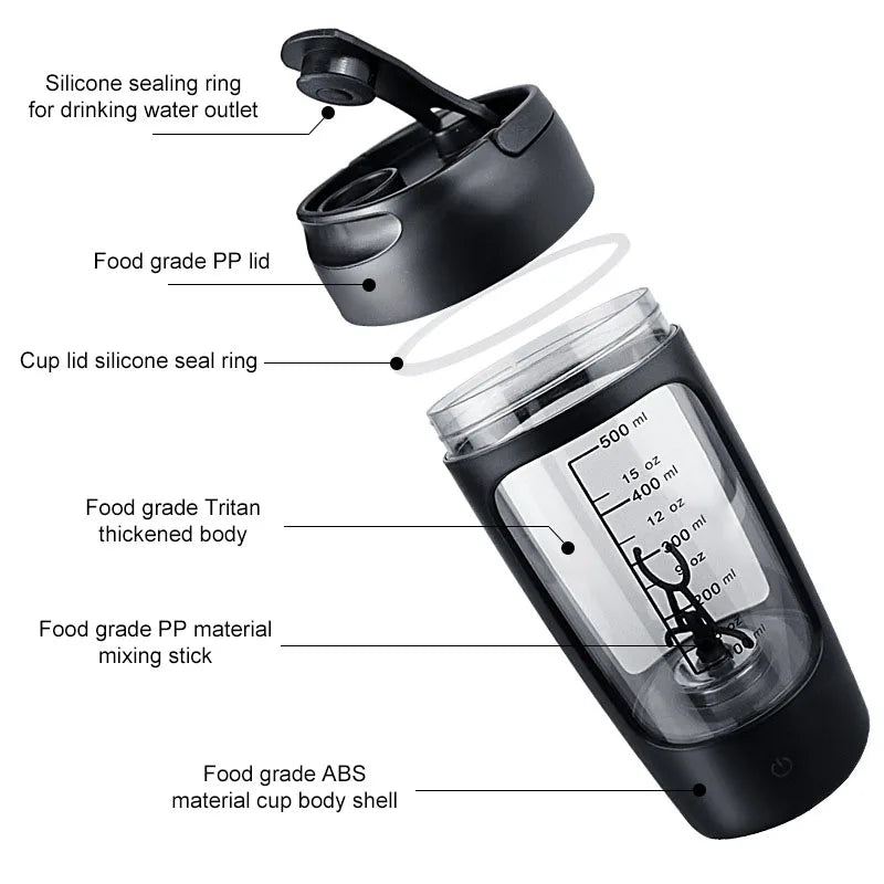 USB Electric Protein Shaker Bottle Portable 1200mAh Rechargeable 