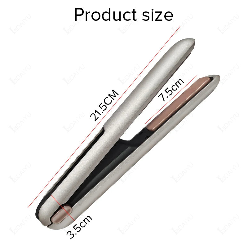 Cordless Hair Straightener Mini Portable Wireless Curler USB 