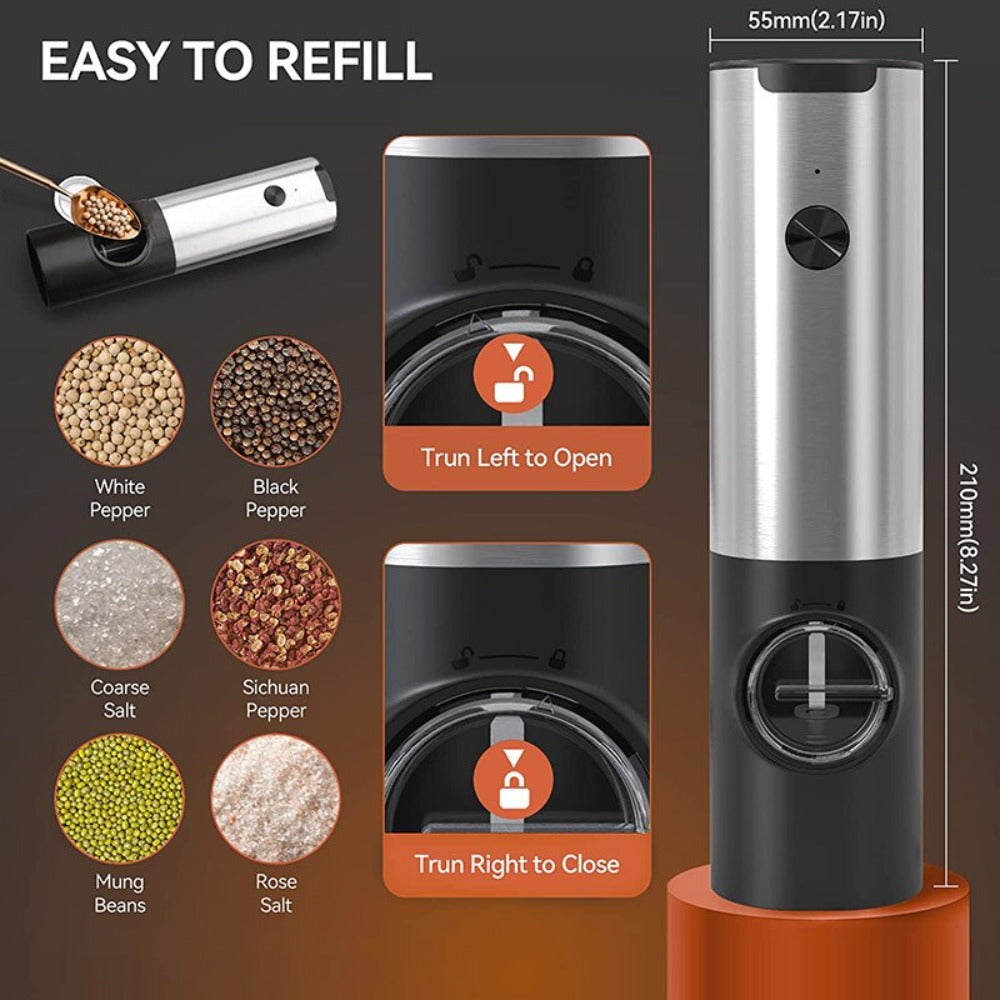 Electric Salt Grinder 2 Bottles Set 
