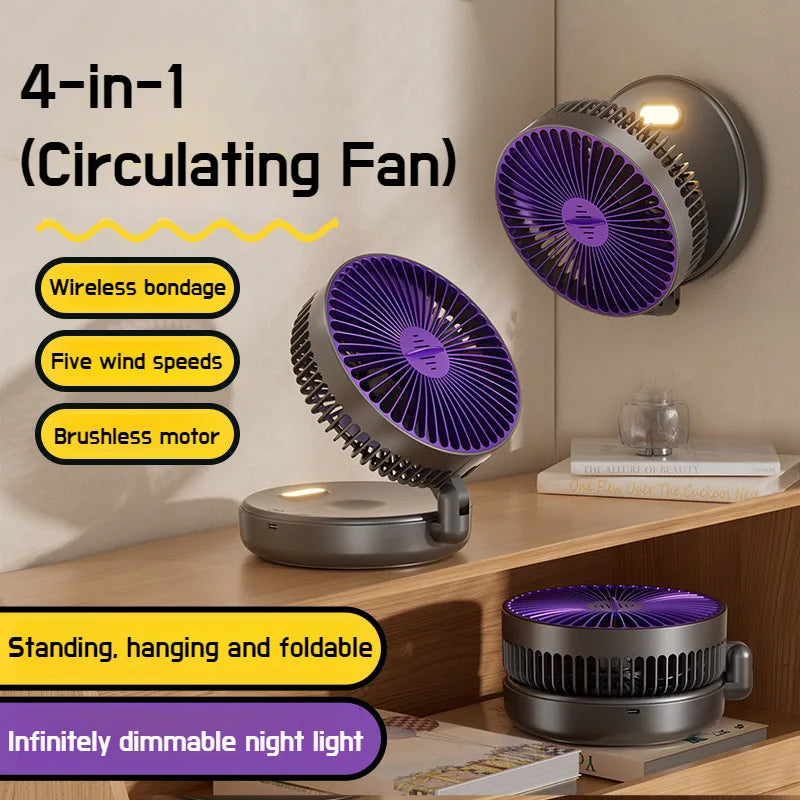 6 Inch Multifunctional Foldable Glow-in-the-dark Fan Desktop USB Mute 