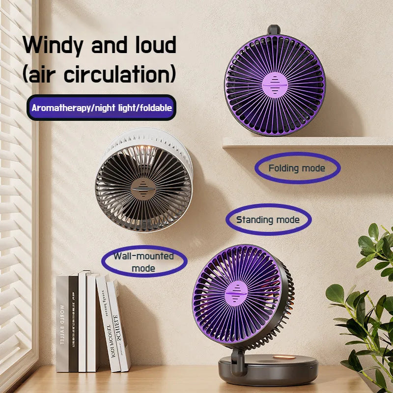6 Inch Multifunctional Foldable Glow-in-the-dark Fan Desktop USB Mute 