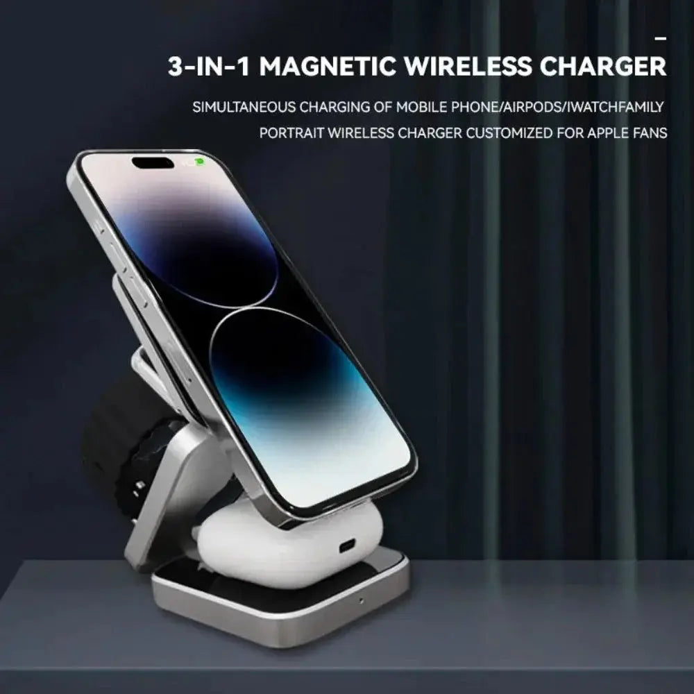 Foldable 3 in 1 Wireless Charging Phone Stand 