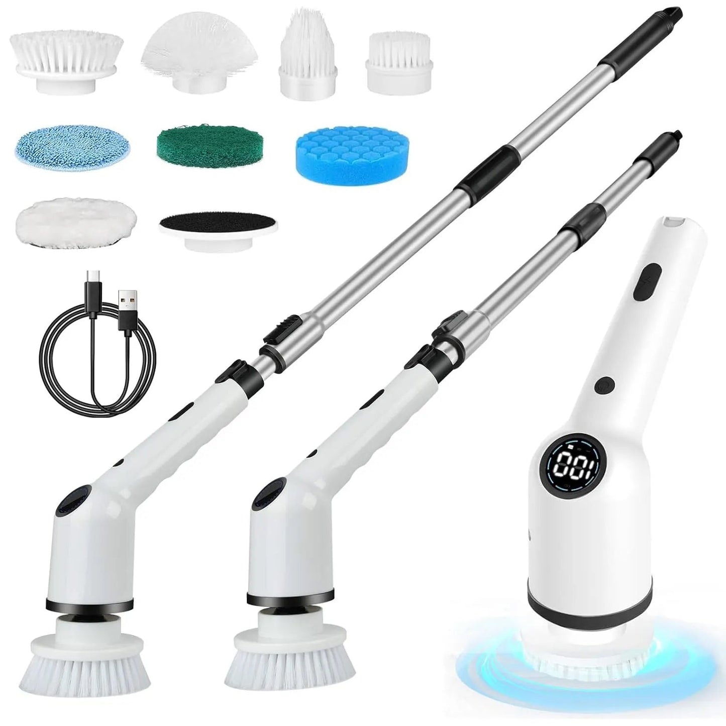 9 in 1 Electric Cleaning Brush LCD Digital Display Multi-Purpose 
