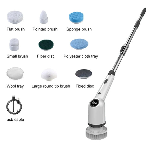 9 in 1 Electric Cleaning Brush LCD Digital Display Multi-Purpose 