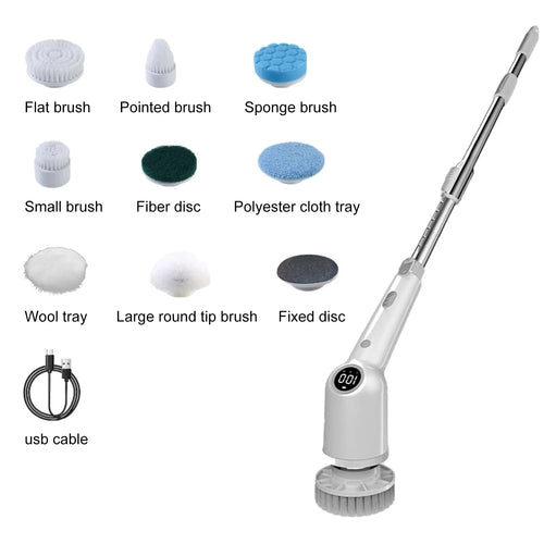 9 in 1 Electric Cleaning Brush LCD Digital Display Multi-Purpose 