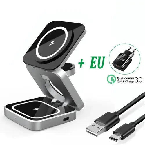 Foldable 3 in 1 Wireless Charging Phone Stand 