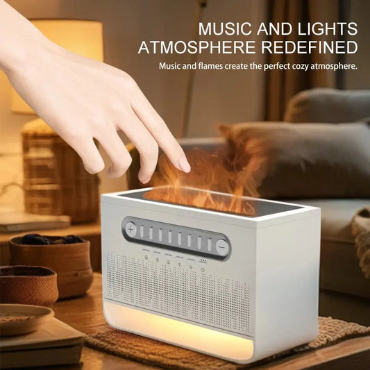 Bedroom White Noise Bluetooth Speaker Colorful Light Imitation Flame 