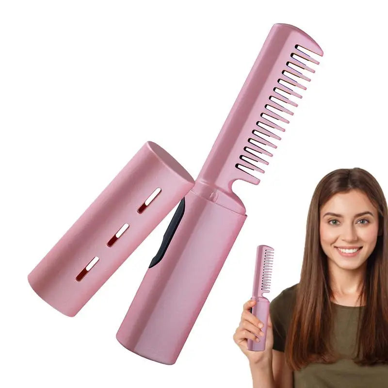 Curly Hair Straightener Iron Comb Cordless USB Charging Mini Hair 