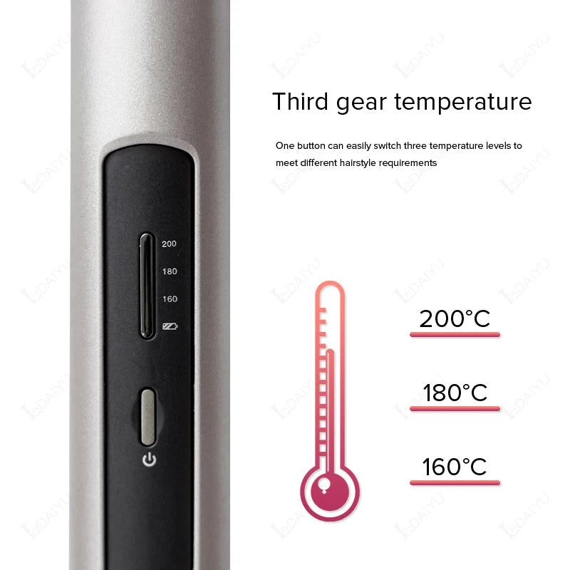 Cordless Hair Straightener Mini Portable Wireless Curler USB 